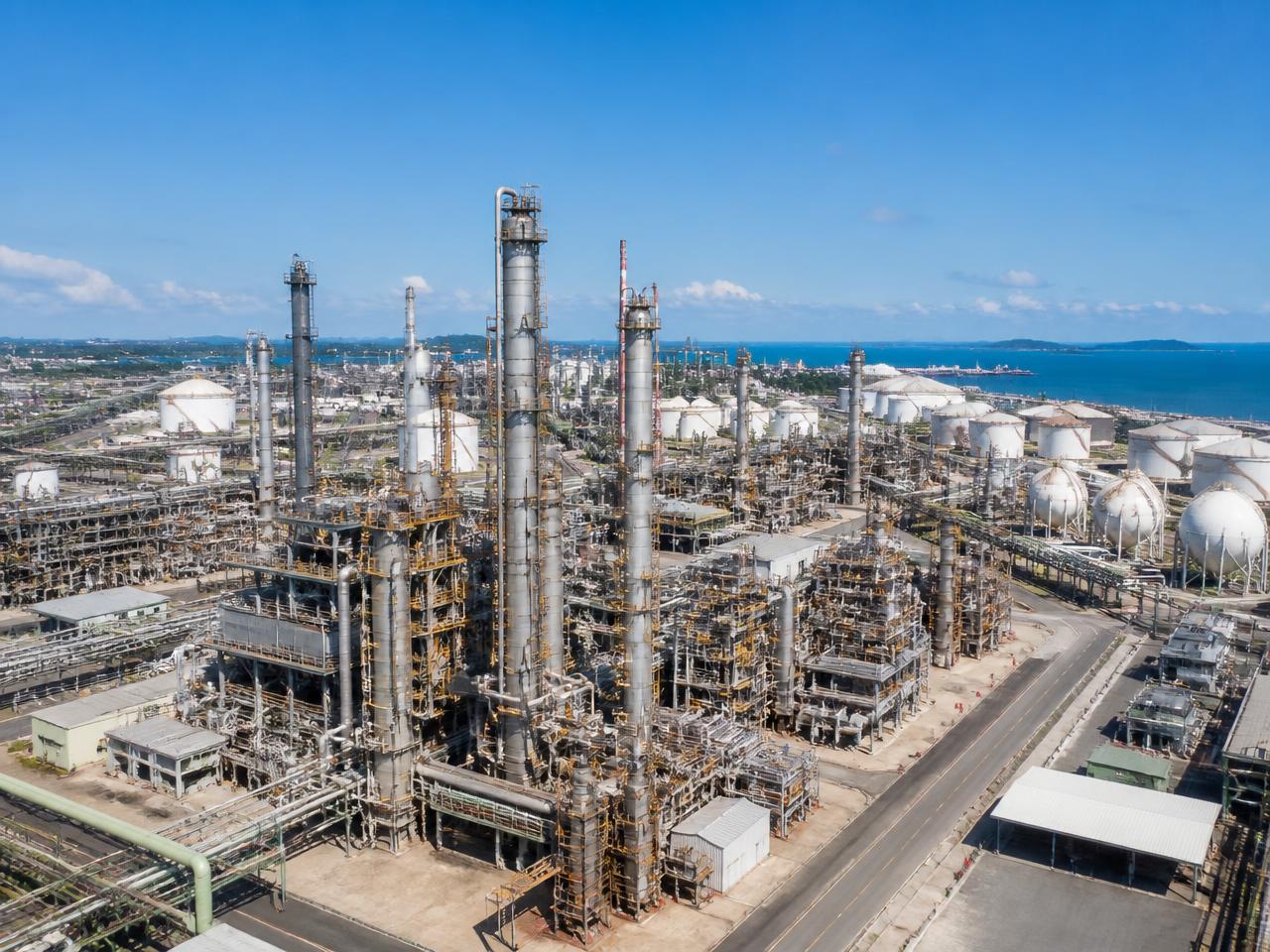 Refinery and tank farm in daylight
